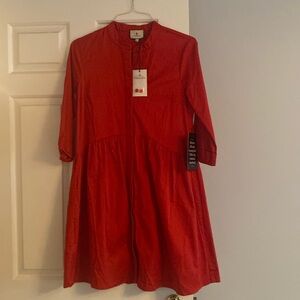 Tuckernuck stretch cotton dress - 3/4 sleeve with button up front
Paprika Red